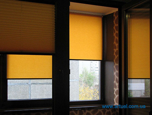 Рулонные шторы открытого типа на створки окон
